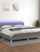 vidaXL Боксспринг легло с матрак и LED тъмносиво 200x200 см плат