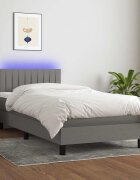 vidaXL Боксспринг легло с матрак и LED тъмносиво 80x200 см плат
