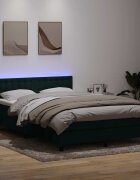 vidaXL Боксспринг легло с матрак и LED тъмнозелено 160x220 см кадифе