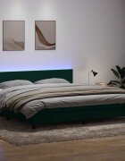 vidaXL Боксспринг легло с матрак и LED тъмнозелено 180x220 см кадифе