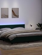 vidaXL Боксспринг легло с матрак и LED тъмнозелено 180x220 см кадифе
