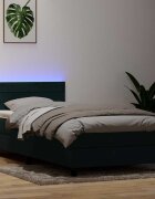 vidaXL Боксспринг легло с матрак и LED тъмнозелено 80x220 см кадифе