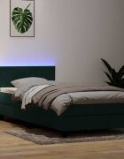 vidaXL Боксспринг легло с матрак и LED тъмнозелено 80x220 см кадифе
