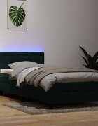 vidaXL Боксспринг легло с матрак и LED тъмнозелено 80x220 см кадифе