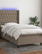 vidaXL Боксспринг легло с матрак и LED таупе 100x200 см плат