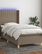 vidaXL Боксспринг легло с матрак и LED таупе 100x200 см плат