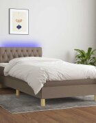 vidaXL Боксспринг легло с матрак и LED таупе 100x200 см плат