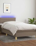 vidaXL Боксспринг легло с матрак и LED таупе 100x200 см плат