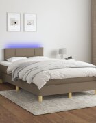 vidaXL Боксспринг легло с матрак и LED таупе 120x200 см плат
