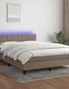 vidaXL Боксспринг легло с матрак и LED таупе 140x190 см плат