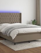 vidaXL Боксспринг легло с матрак и LED таупе 140x200 см плат