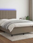vidaXL Боксспринг легло с матрак и LED таупе 140x200 см плат