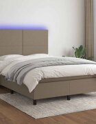 vidaXL Боксспринг легло с матрак и LED таупе 140x200 см плат