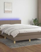 vidaXL Боксспринг легло с матрак и LED таупе 140x200 см плат