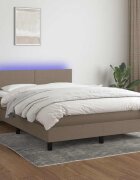 vidaXL Боксспринг легло с матрак и LED таупе 140x200 см плат