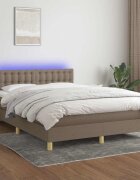 vidaXL Боксспринг легло с матрак и LED таупе 140x200 см плат