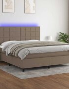 vidaXL Боксспринг легло с матрак и LED таупе 160x200 см плат