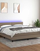 vidaXL Боксспринг легло с матрак и LED таупе 180x200 см плат