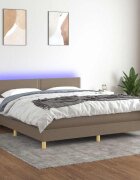 vidaXL Боксспринг легло с матрак и LED таупе 180x200 см плат