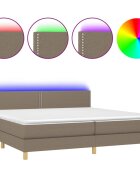 vidaXL Боксспринг легло с матрак и LED таупе 200x200 см плат