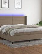 vidaXL Боксспринг легло с матрак и LED таупе 200x200 см плат