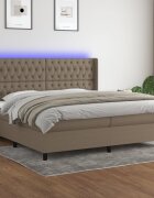 vidaXL Боксспринг легло с матрак и LED таупе 200x200 см плат