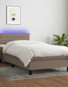 vidaXL Боксспринг легло с матрак и LED таупе 80x200 см плат