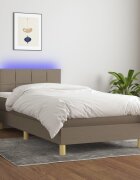 vidaXL Боксспринг легло с матрак и LED таупе 80x200 см плат