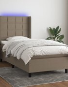 vidaXL Боксспринг легло с матрак и LED таупе 90x190 см плат