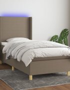 vidaXL Боксспринг легло с матрак и LED таупе 90x190 см плат