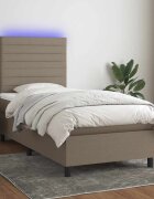 vidaXL Боксспринг легло с матрак и LED таупе 90x190 см плат
