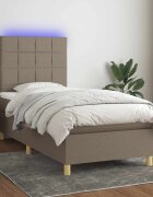 vidaXL Боксспринг легло с матрак и LED таупе 90x200 см плат