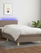 vidaXL Боксспринг легло с матрак и LED таупе 90x200 см плат