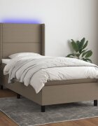 vidaXL Боксспринг легло с матрак и LED таупе 90x200 см плат