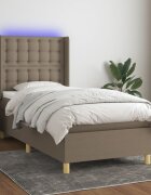 vidaXL Боксспринг легло с матрак и LED таупе 90x200 см плат