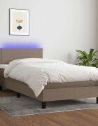 vidaXL Боксспринг легло с матрак и LED таупе 90x200 см плат