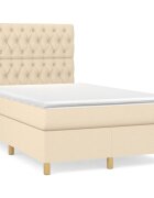 vidaXL Боксспринг легло с матрак кремаво 120x190 см плат
