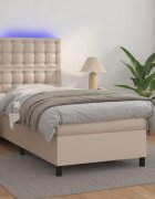 vidaXL Боксспринг легло с матрак LED капучино 100x200 см