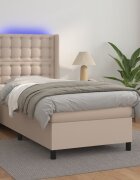 vidaXL Боксспринг легло с матрак LED капучино 100x200 см