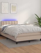 vidaXL Боксспринг легло с матрак LED капучино 120x200 см