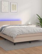 vidaXL Боксспринг легло с матрак LED капучино 140x200 см