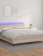 vidaXL Боксспринг легло с матрак LED капучино 180x200 см