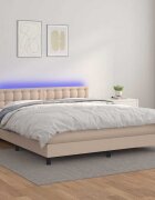 vidaXL Боксспринг легло с матрак LED капучино 180x200 см