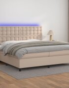 vidaXL Боксспринг легло с матрак LED капучино 200x200 см