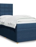 vidaXL Боксспринг легло с матрак синьо 100x200 см плат