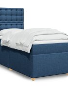 vidaXL Боксспринг легло с матрак синьо 100x200 см плат