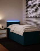 vidaXL Боксспринг легло с матрак синьо 90x200 см кадифе