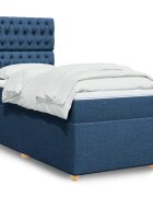 vidaXL Боксспринг легло с матрак синя 90x200 см плат