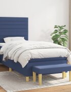 vidaXL Боксспринг легло с матрак синя 90x200 см плат