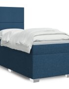 vidaXL Боксспринг легло с матрак синя 90x200 см плат
